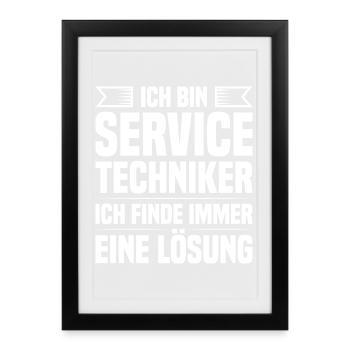 Servicetechniker Support Lösung Spruch Service - Gerahmtes Poster (27 × 37 cm) - Schwarz - Vorne