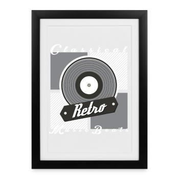 Musique rétro - Affiche encadrée (27 × 37 cm) - noir - Devant