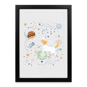 Space Explorer with Astronaut Fox - Framed poster (27 × 37 cm) - black - Front
