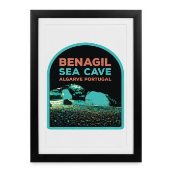 Famous Benagil Sea Cave, Algarve Portugal - Framed poster (27 × 37 cm) - black - Front