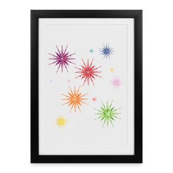 Des étoiles colorées dans le ciel étoilé - Affiche encadrée (27 × 37 cm) - noir - Devant