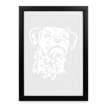 Border Terrier Head "Black Edition" - Framed poster (27 × 37 cm) - black - Front