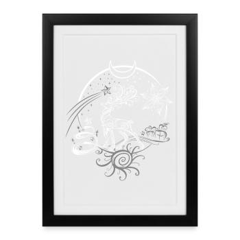 Deer Antler Christmas Yule Night - Framed poster (27 × 37 cm) - black - Front