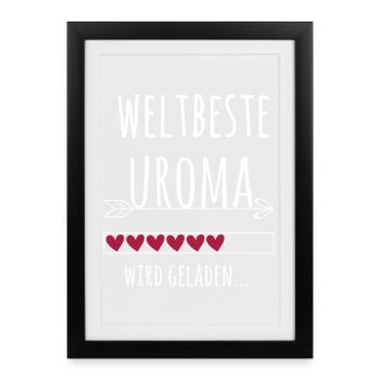 Weltbeste Uroma Ankündigung Schwangerschaft - Gerahmtes Poster (27 × 37 cm) - Schwarz - Vorne