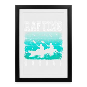 Rafting Norvège - Canoë - Kayak - Eaux vives - Affiche encadrée (27 × 37 cm) - noir - Devant