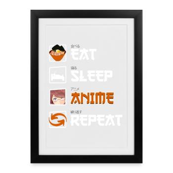 Anime & Manga - Drôle de chemise - Cadeau pour les fans - Affiche encadrée (27 × 37 cm) - noir - Devant