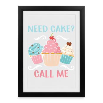 Besoin d’un cookie ? Appelez-moi – Humour de muffin - Affiche encadrée (27 × 37 cm) - noir - Devant