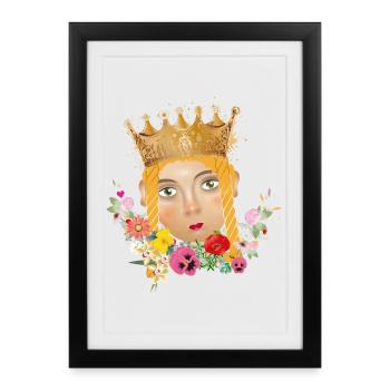 La belle princesse en marionnettes Portrait de théâtre - Affiche encadrée (27 × 37 cm) - noir - Devant