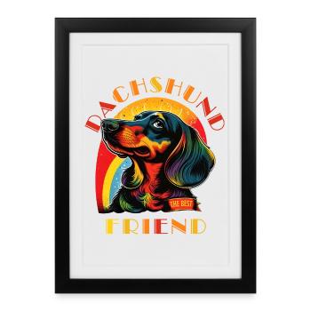 Teckel Le meilleur ami - Affiche encadrée (27 × 37 cm) - noir - Devant