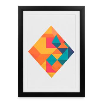 Géométrie colorée - Affiche encadrée (27 × 37 cm) - noir - Devant