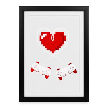 jeux vidéo, gamer, console de jeux - Affiche encadrée (27 × 37 cm) - noir - Devant