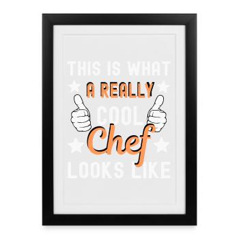 Chef Cuisinier Chef - Affiche encadrée (27 × 37 cm) - noir - Devant