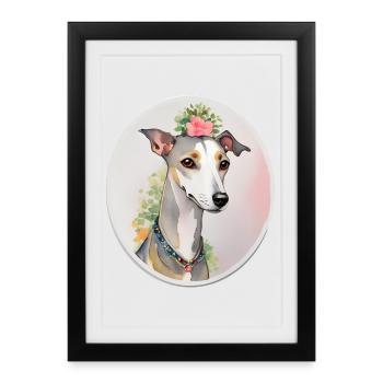 Whippet - Affiche encadrée (27 × 37 cm) - noir - Devant