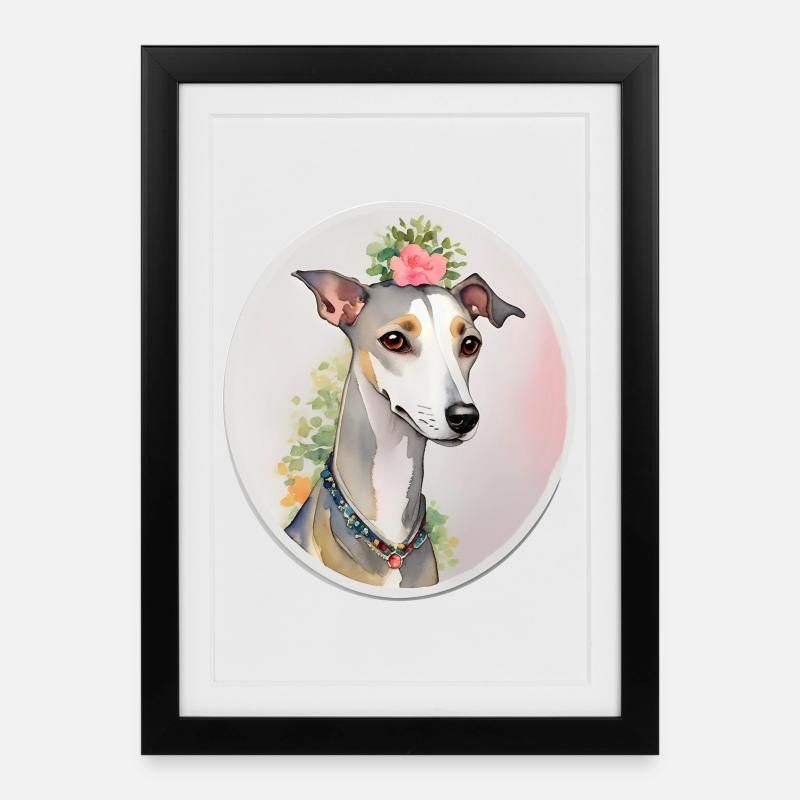 Whippet - Affiche encadrée (27 × 37 cm) - noir