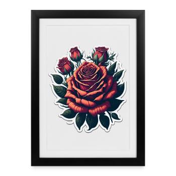 Rose - Affiche encadrée (27 × 37 cm) - noir - Devant