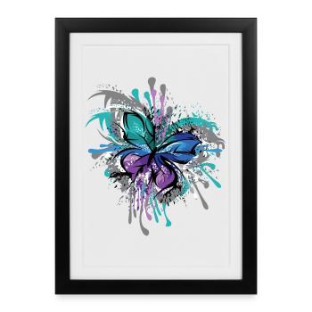 Symbole papillon Illustration Blast Colors - Affiche encadrée (27 × 37 cm) - noir - Devant
