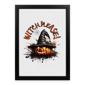 Citrouille d’Halloween, sorcière, s’il vous plaît! - Affiche encadrée (27 × 37 cm) - noir - Devant