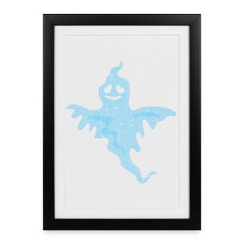 Fantôme d’Halloween - Affiche encadrée (27 × 37 cm) - noir - Devant