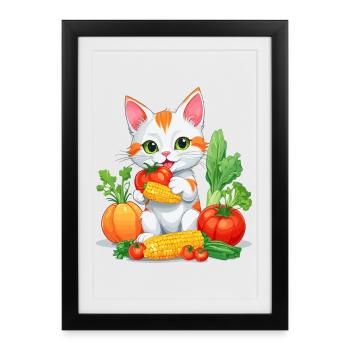Chat Bio - Affiche encadrée (27 × 37 cm) - noir - Devant