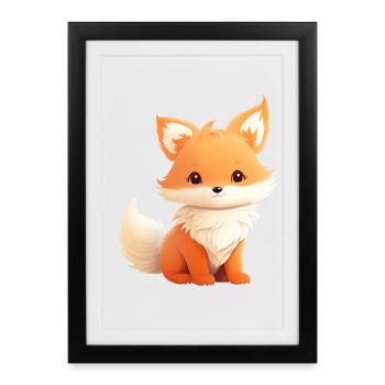 Cute Fox Illustration - Framed poster (27 × 37 cm) - black - Front