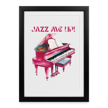 Piano jazz avec des notes de musique colorées - Affiche encadrée (27 × 37 cm) - noir - Devant