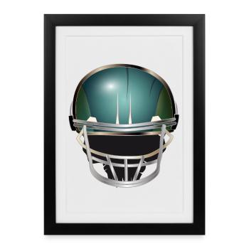 Motif de casque de football pour les fans de football - Affiche encadrée (27 × 37 cm) - noir - Devant