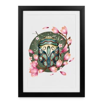 exotique africain effrayant crawly avec des magnolias - Affiche encadrée (27 × 37 cm) - noir - Devant