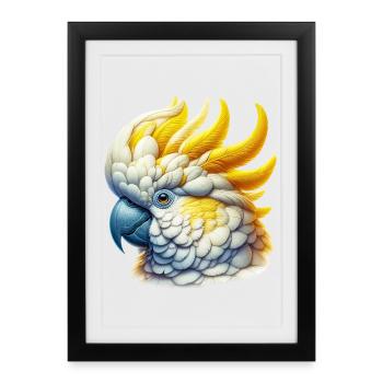 Perroquet cacatoès - Affiche encadrée (27 × 37 cm) - noir - Devant