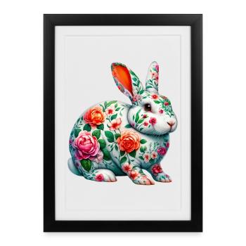 Rabbit decorated with flowers - Framed poster (27 × 37 cm) - black - Front