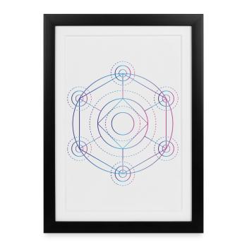 Merkaba - 7 chakras - Affiche encadrée (27 × 37 cm) - noir - Devant