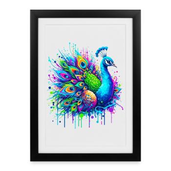 Paon - Affiche encadrée (27 × 37 cm) - noir - Devant