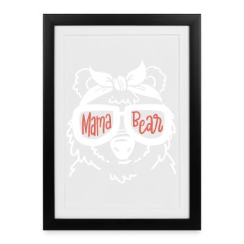 Mama Bär Muttertag - Gerahmtes Poster (27 × 37 cm) - Schwarz - Vorne