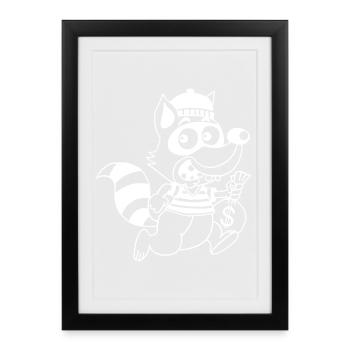 Raton laveur voleur (blanc) - Affiche encadrée (27 × 37 cm) - noir - Devant