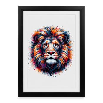 Lion - Affiche encadrée (27 × 37 cm) - noir - Devant