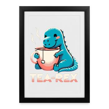 Thé Rex Thé Rex Cadeau de buveur de thé - Affiche encadrée (27 × 37 cm) - noir - Devant
