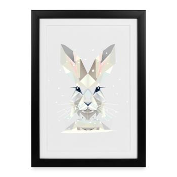 White Snow Hare-Timeless Elegance of Winter - Framed poster (27 × 37 cm) - black - Front