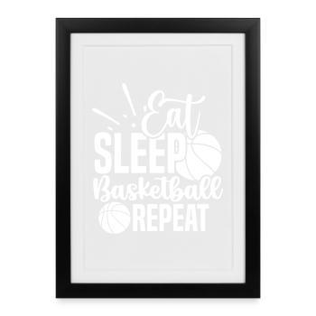 Manger dormir basket répéter blanc - Affiche encadrée (27 × 37 cm) - noir - Devant