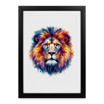 Lion - Affiche encadrée (27 × 37 cm) - noir - Devant