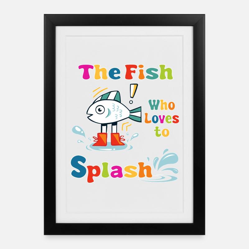 The fish who loves to splash - Framed poster (27 × 37 cm) - black