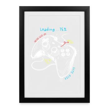 Retro Gaming Style Controller Art - Framed poster (27 × 37 cm) - black - Front