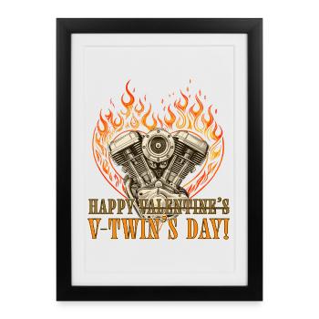 Happy V-Twin’s Day for Chopper Lovers - Framed poster (27 × 37 cm) - black - Front