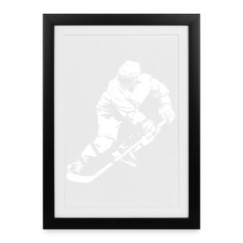 Hockey Player Drawing - Framed poster (27 × 37 cm) - black - Front