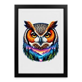 Hibou - Affiche encadrée (27 × 37 cm) - noir - Devant