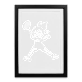 Badminton player - Framed poster (27 × 37 cm) - black - Front