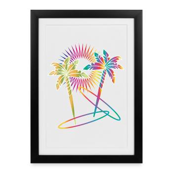 Colorful Palm Trees – Tropical Summer Design - Framed poster (27 × 37 cm) - black - Front
