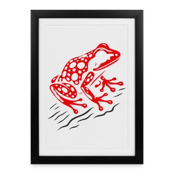 Red Poison Dart Frog - Tribal Animal Art - Framed poster (27 × 37 cm) - black - Front
