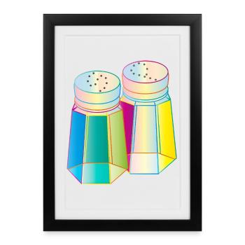 Sel et poivre dans un verre Prisma – Épices colorées - Affiche encadrée (27 × 37 cm) - noir - Devant