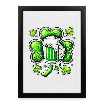 Vert pastel motif de la bière de la Saint-Patrick - Affiche encadrée (27 × 37 cm) - noir - Devant