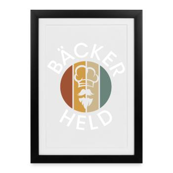 Logo de boulanger vintage - Boulangerie rétro avec barbe - Affiche encadrée (27 × 37 cm) - noir - Devant