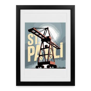 St. Pauli Hamburg Port Harbour Crane Nostalgia - Framed poster (27 × 37 cm) - black - Front